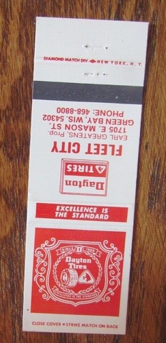 Dayton tires matchbook cover - dayton,