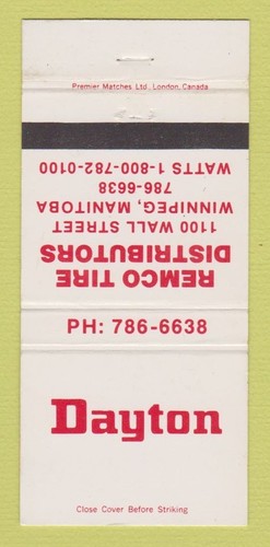 Matchbook cover dayton - dayton, tires